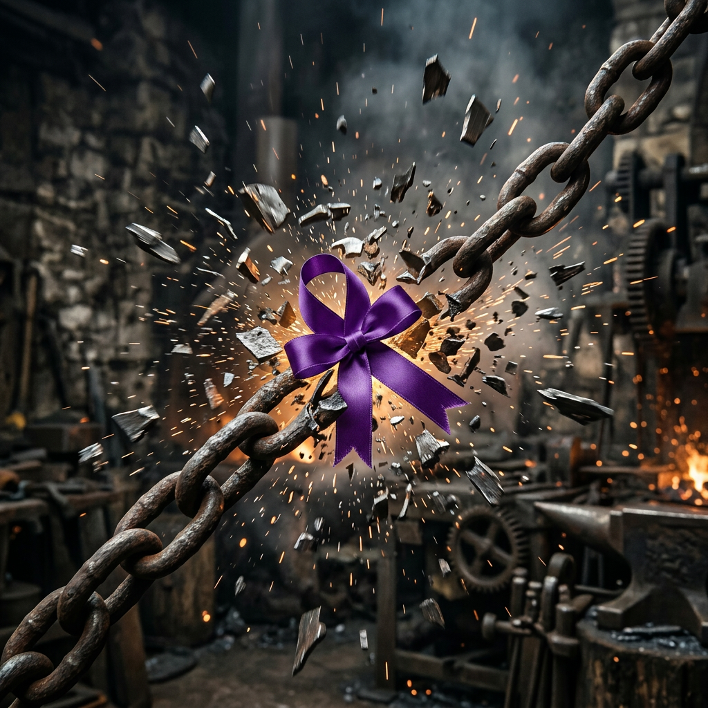 Heavy metal chain breaking with sparks in industrial workshop
